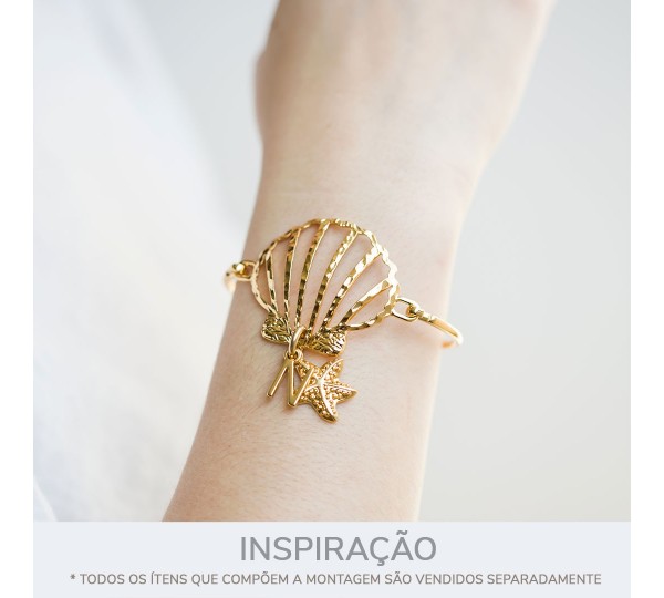Pulseira Concha Pequena Vazada Ouro 69mm
