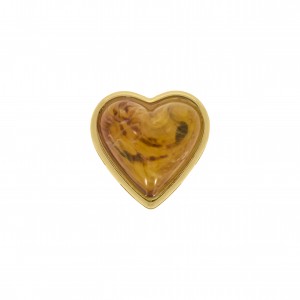 Passador Coração Ouro com Pedra Tartaruga 21mm