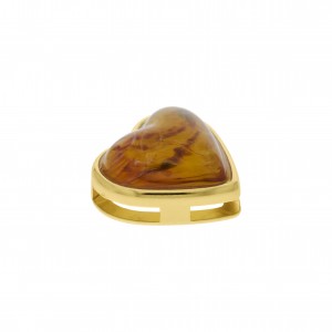 Passador Coração Ouro com Pedra Tartaruga 21mm