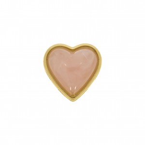 Passador Coração Ouro com Pedra Rosa Quartzo 21mm