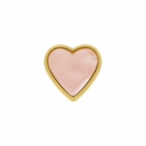 Ponteira Coração Ouro com Pedra Rosa Quartzo 20mm