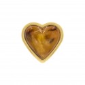 Ponteira Coração Ouro com Pedra Tartaruga 29mm