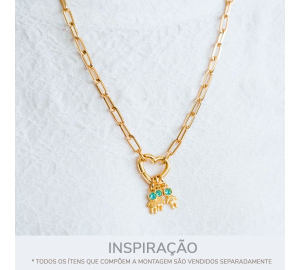 Pingente Menino Níquel com Strass Azul 18mm