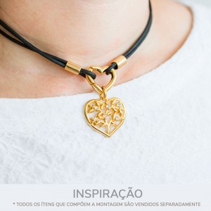 Pingente Coração Árvore da Vida Níquel com Strass 30mm