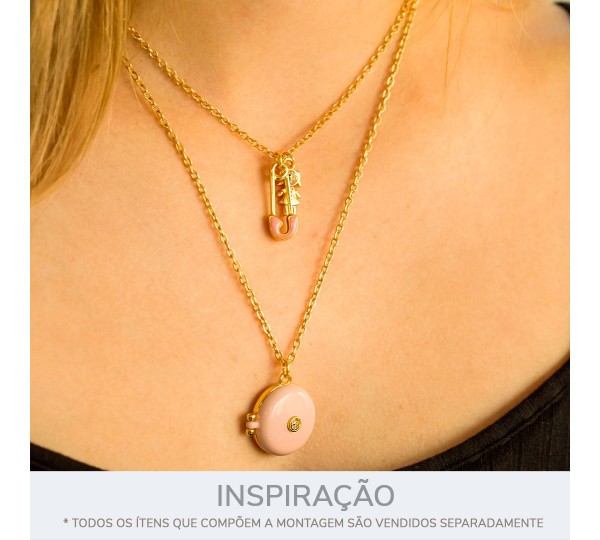 Pingente Menina Ouro com Strass 18mm