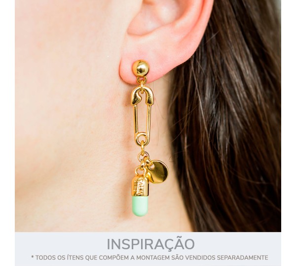 Pingente Joaninha Ouro com Resina Preta 24mm