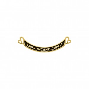 Pingente Amor Incondicional Ouro com Resina Preta 56mm