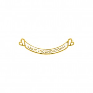 Pingente Amor Incondicional Ouro com Resina Branca 56mm