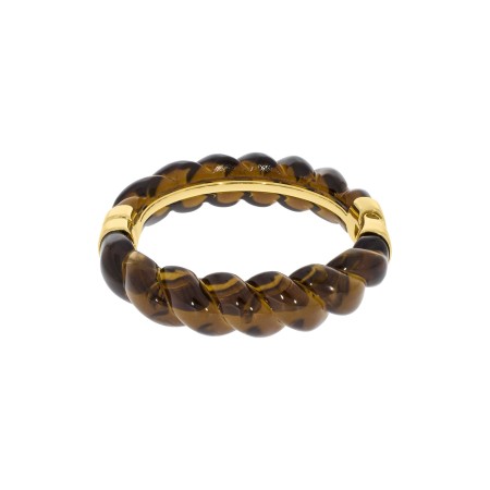 Pulseira Corda Ouro com Acrílico Café Translúcido 78mm
