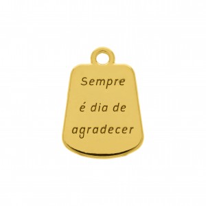 Pingente Medalha Nossa Senhora Ouro com Strass 24mm