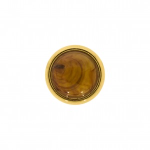 Botão Redondo Para Costura Ouro com Pedra Ambar 13mm
