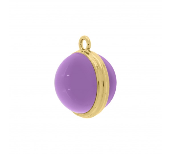 Pingente Redondo Ouro com Violeta 23mm