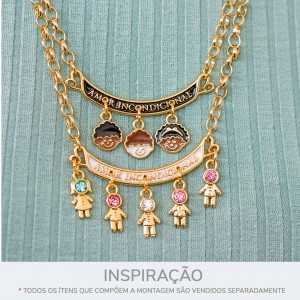 Pingente Amor Incondicional Ouro com Branco 56mm