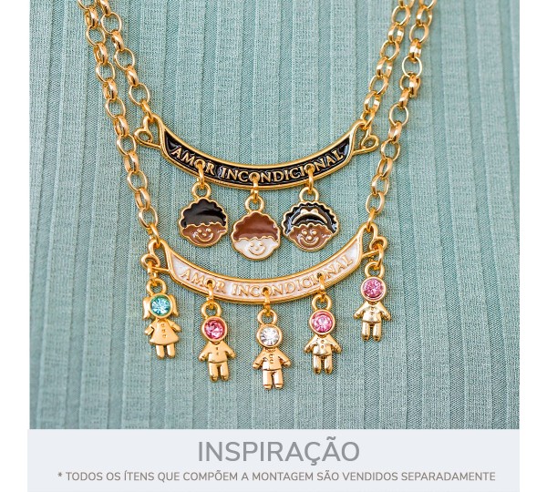 Pingente Amor Incondicional Ouro com Branco 56mm