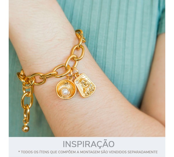 Pingente Redondo Ouro com Pérola 21mm