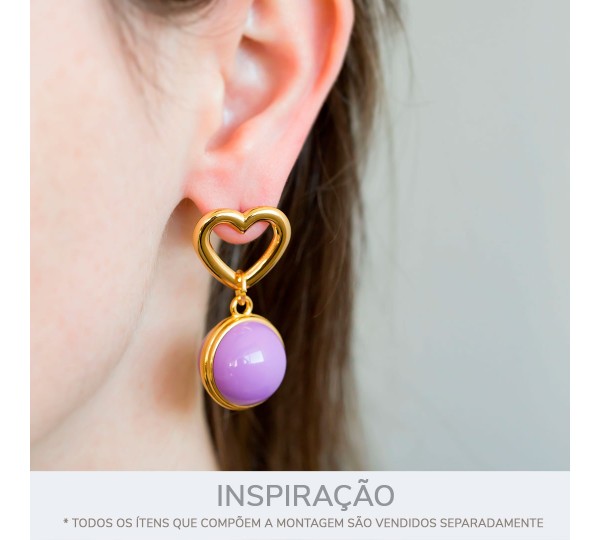 Pingente Redondo Ouro com Violeta 23mm