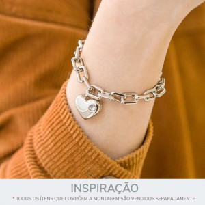 Pingente Coração Níquel com Strass 18mm