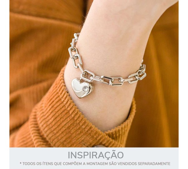 Pingente Coração Níquel com Strass 18mm