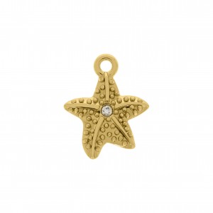 Pingente Estrela-do-Mar Ouro com Strass 24mm