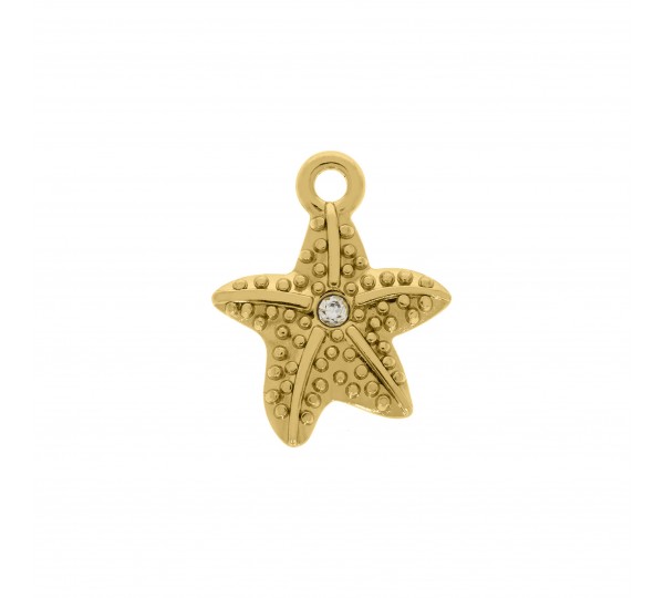 Pingente Estrela-do-Mar Ouro com Strass 24mm