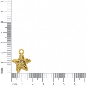 Pingente Estrela-do-Mar Ouro com Strass 24mm