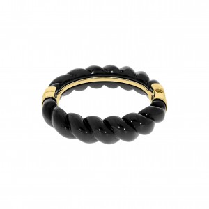 Pulseira com Acrílico Preto Efeito Corda Ouro 78mm