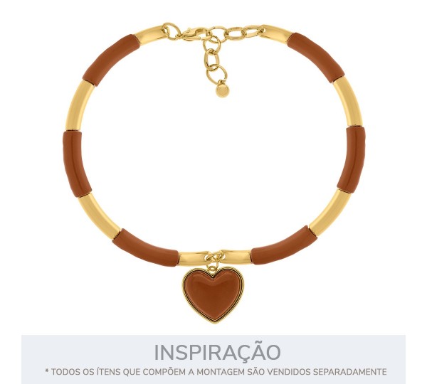 Pingente Coração Ouro com Vermelho 27mm