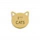 Pingente I Love Cats Ouro com Preto 16mm