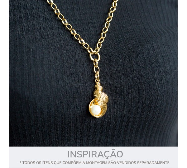 Pingente Concha Ouro com Pérola 38mm