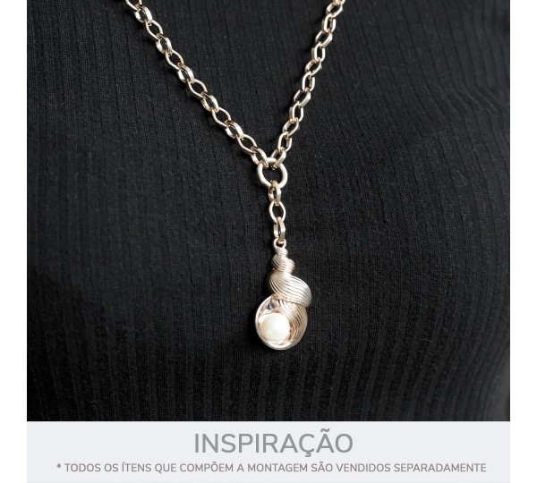 Pingente Concha Níquel com Pérola 38mm
