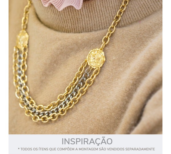 Pingente Moeda Ouro com Três Saídas 29mm