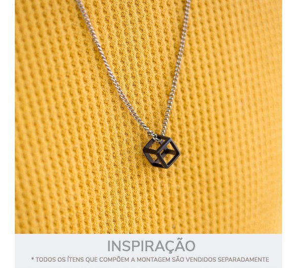 Pingente Quadrado Preto Fosco 12mm