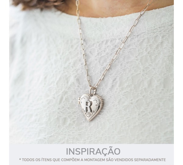 Pingente Relicário Coração Níquel 28mm