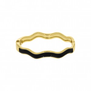 Pulseira Onda Ouro com Resina Preta 68mm