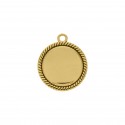 Pingente Medalha Lisa com Detalhe em Corda Ouro 27mm