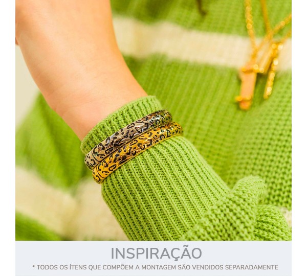 Bracelete Onça Dourado com Preto 71mm