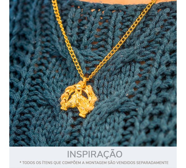 Pingente Cavalo Crioulo com Furos Ouro 22mm