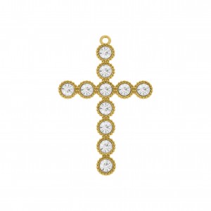 Pingente Cruz Ouro com Strass 65mm