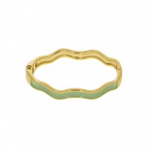 Pulseira Onda Ouro com Resina Verde 68mm