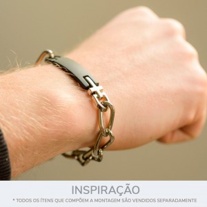 Passa Tira Preto Fosco com Aplique de Cruz Ouro 55mm