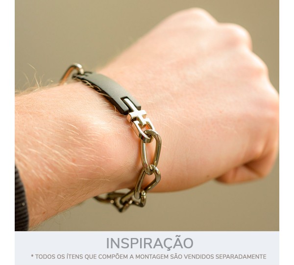 Passa Tira Preto Fosco com Cruz Ouro 55mm