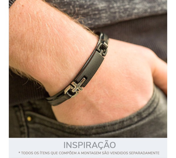 Passa Tira Preto Fosco com Cruz Níquel 55mm