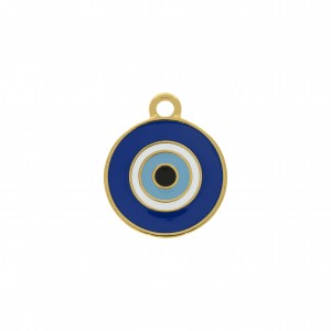 Pingente Olho Grego Ouro com Azul 20mm