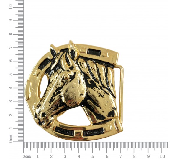 Fivela Cavalo Ouro 76mm
