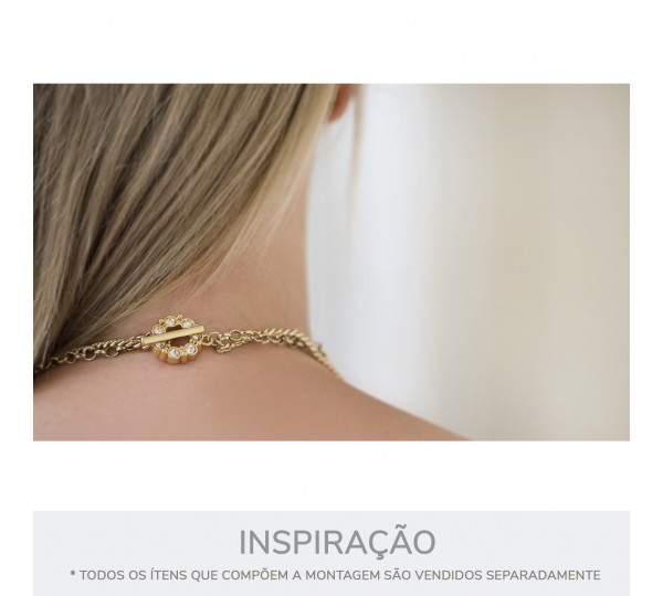 Fechamento Passador T Ouro com Strass 24mm