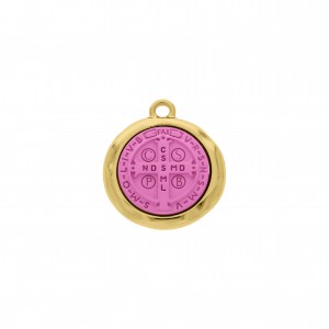 Pingente São Bento Ouro com Rosa 27mm