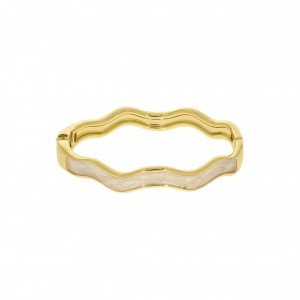 Pulseira Onda Ouro com Resina Pérola 68mm