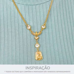 Pingente com Duas Saídas Ouro com Strass 18mm