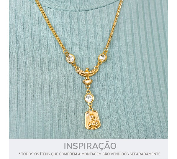 Pingente com Duas Saídas Ouro com Strass 18mm