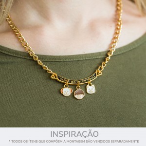 Pingente Amor Incondicional Ouro com Resina Preta 56mm